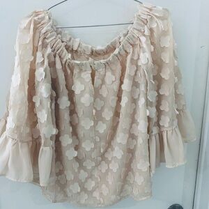 Lined soft flowy Lux wide cuff blouse